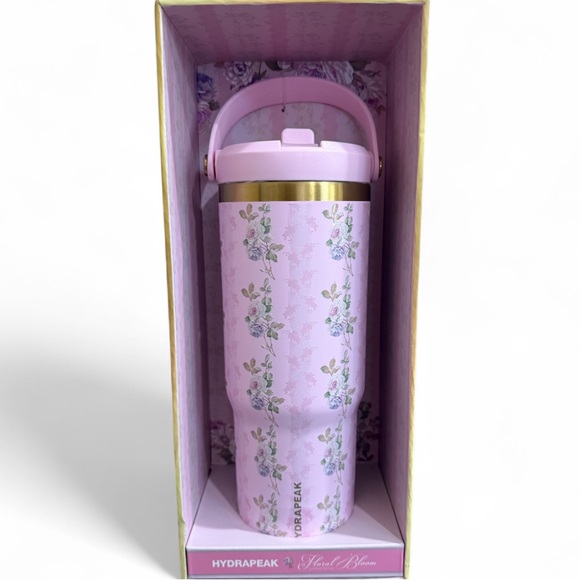 HYDRAPEAK LIMITED EDITION FLORAL BLOOM PINK TUMBLER 32 OUNCES STAINLESS STEEL - Picture 1 of 10